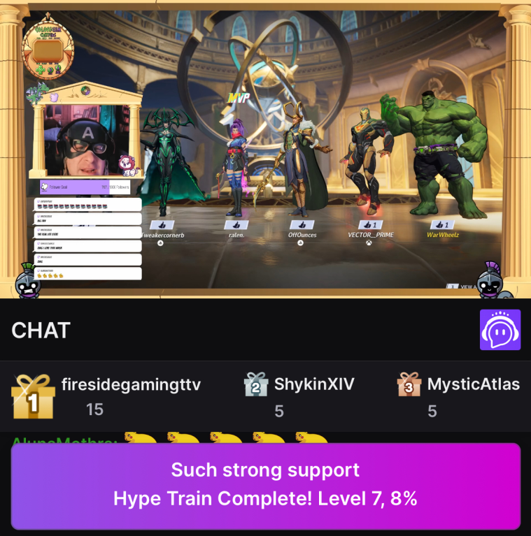 SpotemGang's tweet photo. 🚀 RAID POWER + HYPE TRAIN! 🚀

What started with 2 viewers for @WarWheelz turned into a Level 7 Hype Train, 26+ viewers, 25 gifted subs &amp; 2300+ bits!

👀 WANT A RAID LIKE THIS?

If you are ready for the boost of a lifetime, get in the Discord now! 🚀 https://t.co/DDrHIMfaq5