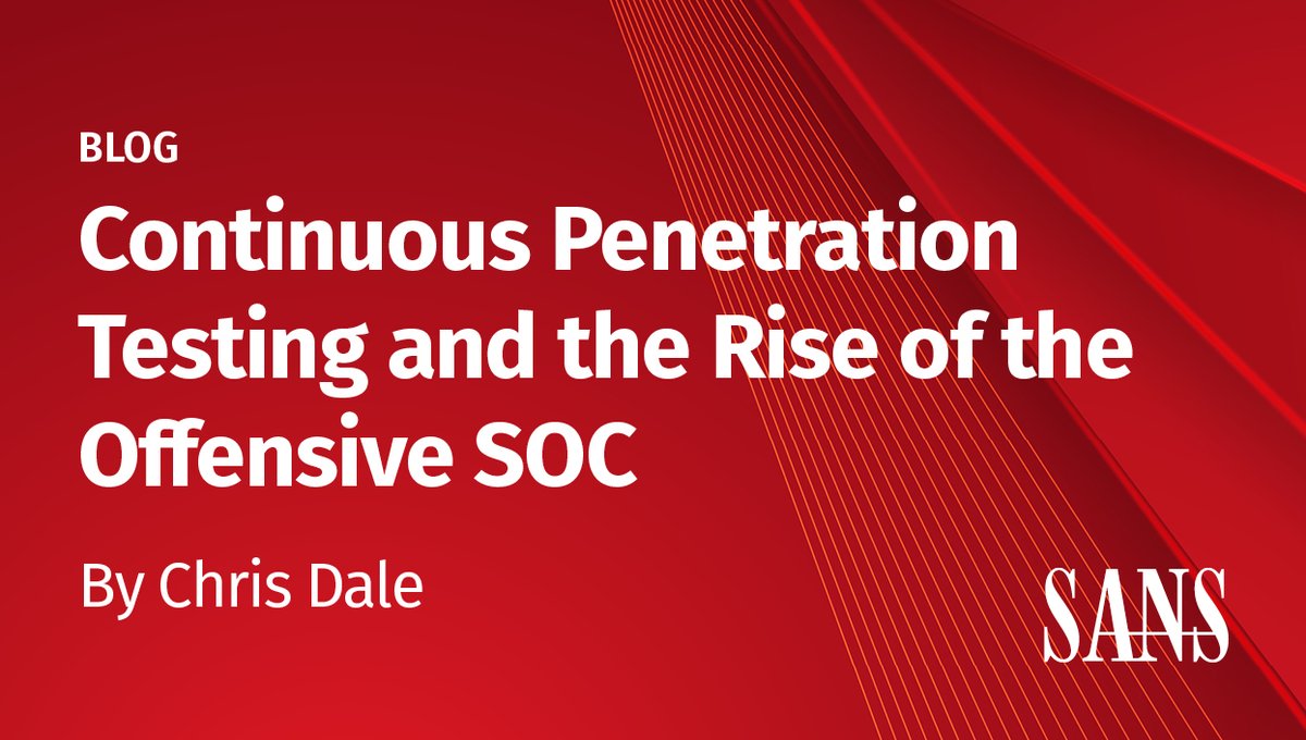 🚀 A new era of #PenTesting is here! Move beyond static #Assessments and step into real-time, continuous security validation. <a href="/ChrisADale/">Chris Dale</a> shares how #OffensiveSOCs are changing the game.

Read the blog → sans.org/u/1A29