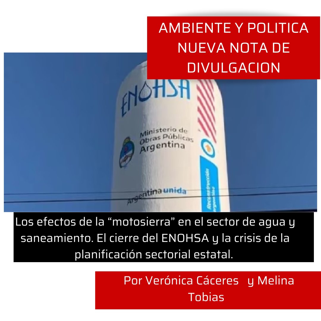 Área de Ambiente y Política - UNSAM (@aap_unsam) on Twitter photo El Decreto 1020/2024 dispuso la disolución del ENOHSA, dejando un vacío crítico en la planificación y ejecución de obras públicas esenciales.
Verónica Cáceres y Melina Tobias, analizan esta problemática y su repercusión.
<a href="/unsamoficial/">Universidad Nacional de San Martín</a> <a href="/UNSAM_EPyG/">Escuela de Política y Gobierno UNSAM</a> El Decreto 1020/2024 dispuso la disolución del ENOHSA, dejando un vacío crítico en la planificación y ejecución de obras públicas esenciales.
Verónica Cáceres y Melina Tobias, analizan esta problemática y su repercusión.
<a href="/unsamoficial/">Universidad Nacional de San Martín</a> <a href="/UNSAM_EPyG/">Escuela de Política y Gobierno UNSAM</a>
