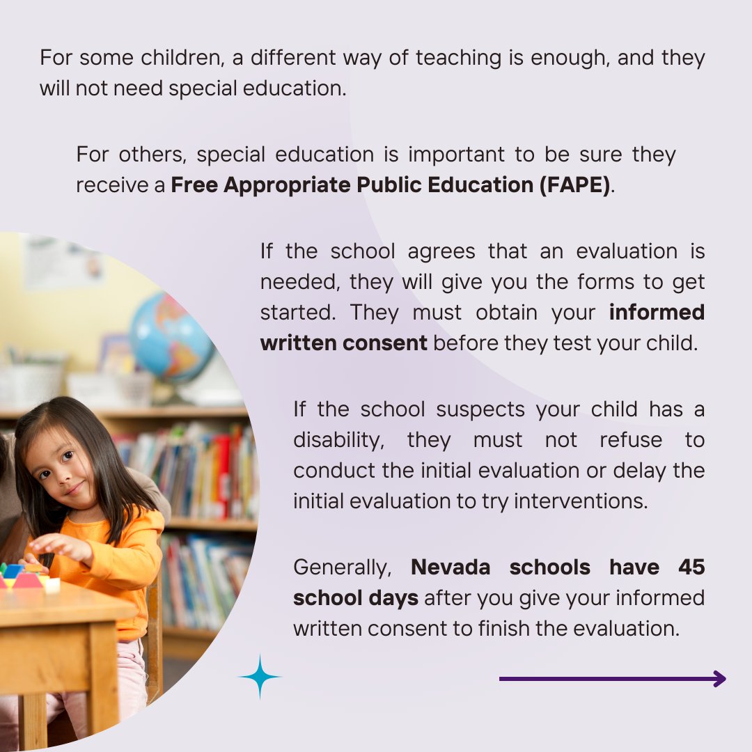NevadaPEP's tweet image. Swipe through for part 2 about special education evaluations. 📝

#SpecialEducation #IEP #IEPProcess #SpecialEducationEvaluation #SpecialEducationResources #IEPSupport #IEPMeeting #SpecialNeedsEducation #SpecialEducationParents #IEPHelp #LearningDisabilities #SpecialNeedsSupport