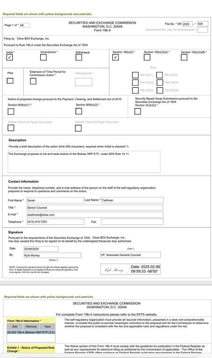 🚨JUST IN: CBOE the world's derivatives and exchange network just filed an #XRP ETF!