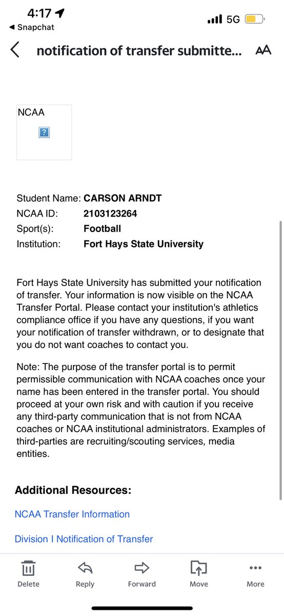 ArndtCarson's tweet image. Officially in the Transfer portal with 1 more year to play due to the new eligibility rule. 
2x all conference (MIAA) special teams