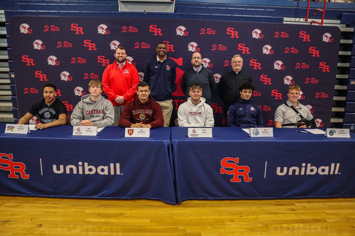 We celebrated several of our St. Rita Football players as they enjoyed National Signing Day with their families, classmates, coaches, and our St. Rita Administration!

We wish our Mustangs the best of luck as they continue to pursue their athletic careers!