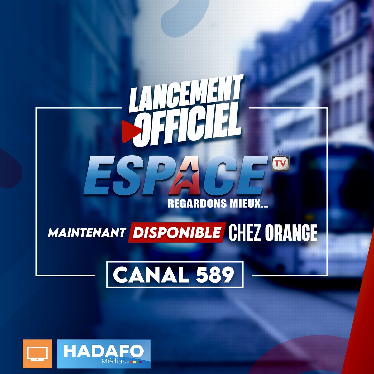 Espace TV Guinée (@espacetv_gn) on Twitter photo ◽️𝐆𝐫𝐚𝐧𝐝𝐞 𝐧𝐨𝐮𝐯𝐞𝐥𝐥𝐞 ! 𝐄𝐒𝐏𝐀𝐂𝐄 𝐓𝐕 est désormais disponible chez 𝐎𝐫𝐚𝐧𝐠𝐞 !
Retrouvez-nous en direct sur le 𝐂𝐚𝐧𝐚𝐥 𝟓𝟖𝟗 et profitez de nos contenus exclusifs. Merci pour votre fidélité !
<a href="/HadafoMedias/">Groupe Hadafo Medias</a> <a href="/espaceTV_gn/">Espace TV Guinée</a> <a href="/Orange_France/">Orange France</a> ◽️𝐆𝐫𝐚𝐧𝐝𝐞 𝐧𝐨𝐮𝐯𝐞𝐥𝐥𝐞 ! 𝐄𝐒𝐏𝐀𝐂𝐄 𝐓𝐕 est désormais disponible chez 𝐎𝐫𝐚𝐧𝐠𝐞 !
Retrouvez-nous en direct sur le 𝐂𝐚𝐧𝐚𝐥 𝟓𝟖𝟗 et profitez de nos contenus exclusifs. Merci pour votre fidélité !
<a href="/HadafoMedias/">Groupe Hadafo Medias</a> <a href="/espaceTV_gn/">Espace TV Guinée</a> <a href="/Orange_France/">Orange France</a>