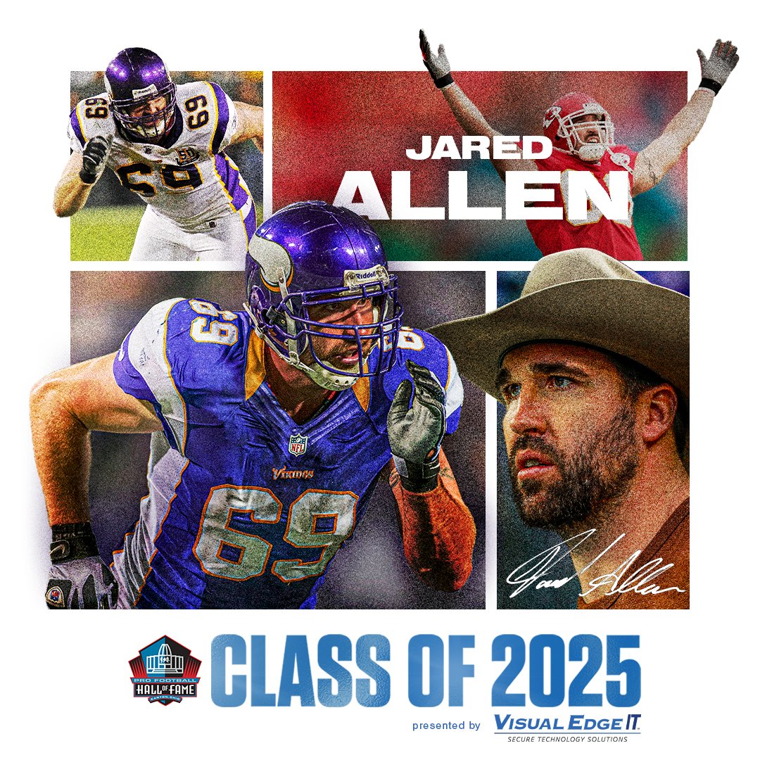 Pro Football Hall of Fame (@profootballhof) on Twitter photo In the 12 seasons of his NFL career, Jared Allen was selected first-team All-Pro four times. He’s now Pro Football Hall of Famer No. 380!
<a href="/Vikings/">Minnesota Vikings</a> | <a href="/visualedgeit/">Visual Edge IT</a> | #PFHOF25 In the 12 seasons of his NFL career, Jared Allen was selected first-team All-Pro four times. He’s now Pro Football Hall of Famer No. 380!
<a href="/Vikings/">Minnesota Vikings</a> | <a href="/visualedgeit/">Visual Edge IT</a> | #PFHOF25