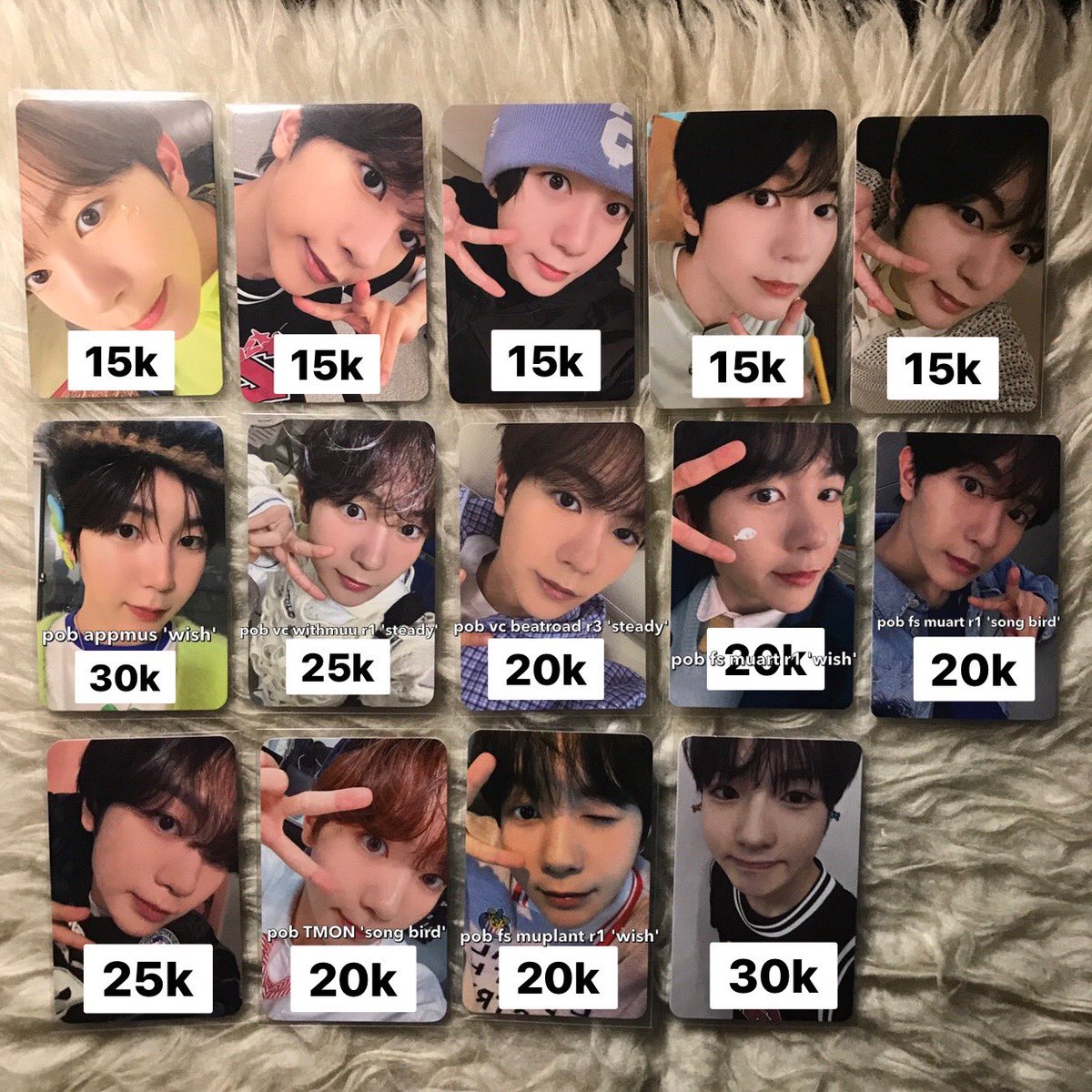 🛒 wts - want to sell

🏡| kab. bekasi
✔️ keep event, with dp 50%!
✖️ exc. admin shopee 8%

– help rtwt, thank u!

#. poca mark nct dream, mark nct127, poca jisung nct dream, poca ryo nct wish