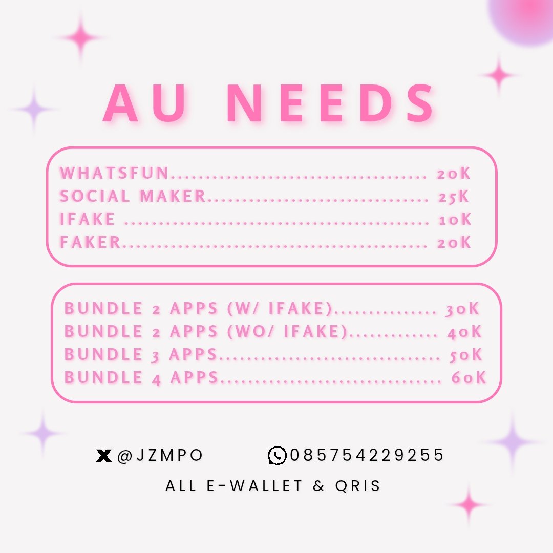 jzmpo's tweet photo. ⠀⠀⠀         ⋆˚࿔ AU NEEDS 𝜗𝜚˚⋆✮
⠀⠀⠀⠀⠀⠀⠀⠀⠀⠀⠀⠀⠀⠀⠀⠀⠀⠀⠀⠀⠀⠀⠀⠀
꩜ pro &amp; lifetime
꩜ bergaransi
꩜ dapet tutorial instal

Trusted since 2023 with 1k+ testi
⤷ https://t.co/wsurnHkNxB

💳 all e-wallet (QRIS)
📩 @jzmpo or https://t.co/VjLapF9nX6 https://t.co/35PDrZzSLg
