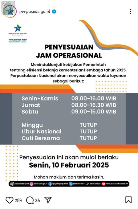 Pak Presiden <a href="/prabowo/">Prabowo Subianto</a> keputusan efisiensi ini sdah brdampak pd layanan perpusnas! Apa yg sdang anda lakukan pak Presiden?