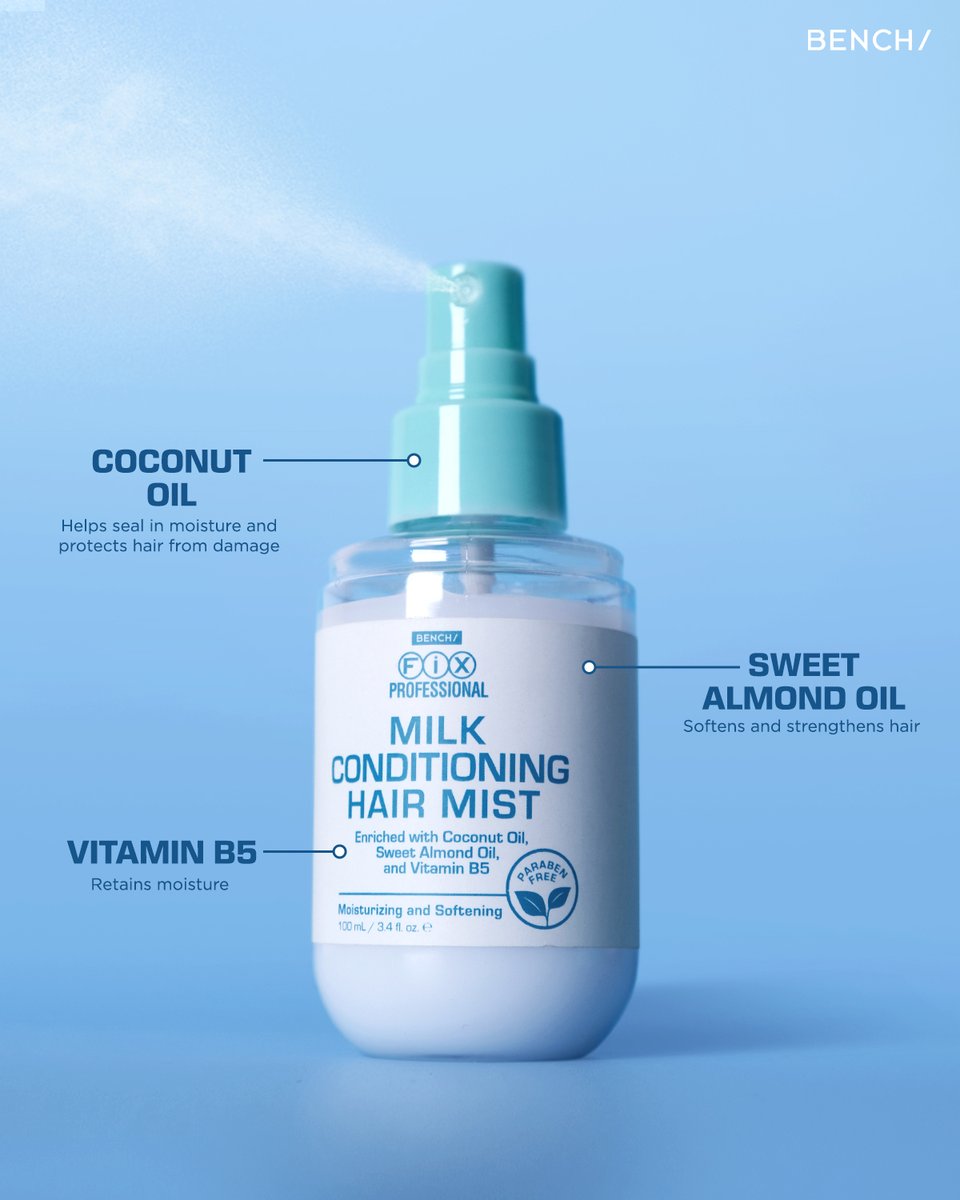benchtm's tweet photo. New hair obsession unlocked! β¨ Meet the BENCH Fix Milk Conditioning Hair Mistβyour ultimate leave-in conditioner for soft, hydrated, and tangle-free locks. Spray, style, slay! πββοΈ
100mL (TCH0100A) P79
#BENCHFix https://t.co/yfYLwsrdBQ