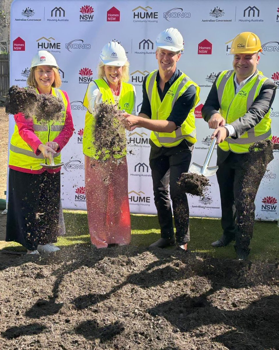 A beautiful morning in North #Parramatta with Minister O’Neil, breaking ground on 65 new affordable homes. Every city thrives when workers, families, and individuals have access to secure housing and we're getting the mix right here in Parramatta.
