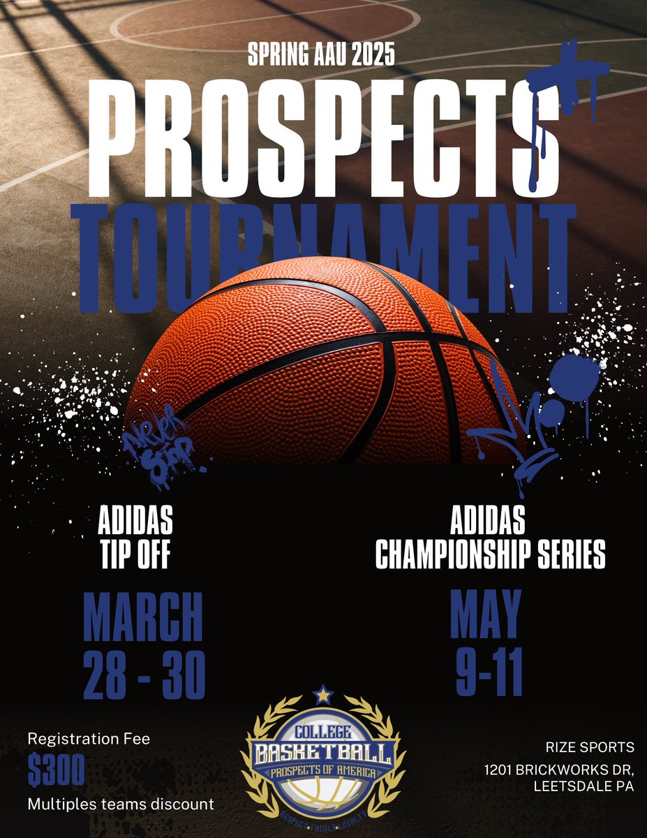 PROSPECTS 2025 Adidas Tournaments, we guarantee will sold out. Contact Coach Al to get your spot.