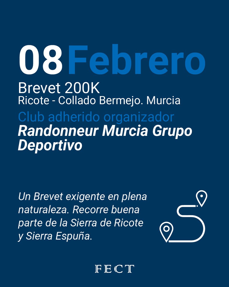 Próxima Brevet ---- #Murcia  --- Inscripciones Track recorrido murciaultraciclismo.com/brevets/brevet…
#ultraciclismo #fect #cicloturismo #brevets #ultracycling #brevets2025 #conbicimurcia