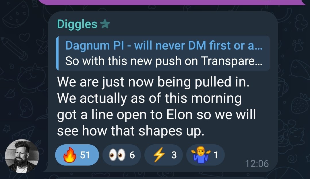 🚨BOOM🇺🇸 <a href="/Conste11ation/">Constellation Network</a> $DAG HAS ENTERED THE CHAT

"We are just now being pulled in. We actually as of this morning got a line open to Elon so we will see how that shapes up."