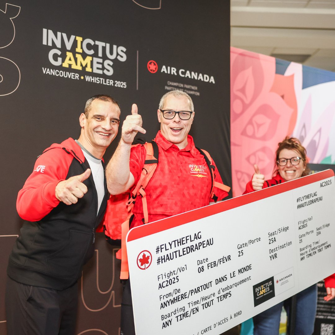 InvictusGames25's tweet photo. One step closer to the action 👀 Our friends at @AirCanada brought the FUN, as they ensured every competitor, their family, and friends was warmly welcomed today at @yvrairport! 

This is just the start ⏰

#IAMReady https://t.co/CkO5G5ZeEB