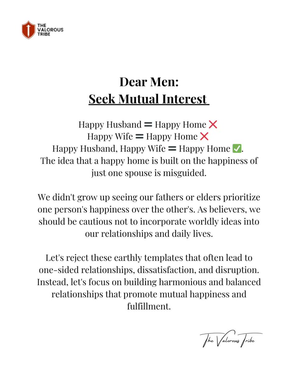 valoroustribe's tweet photo. Seek Mutual Interest
#intentionalmen
#valoroustribe https://t.co/nhI3RuuBdp