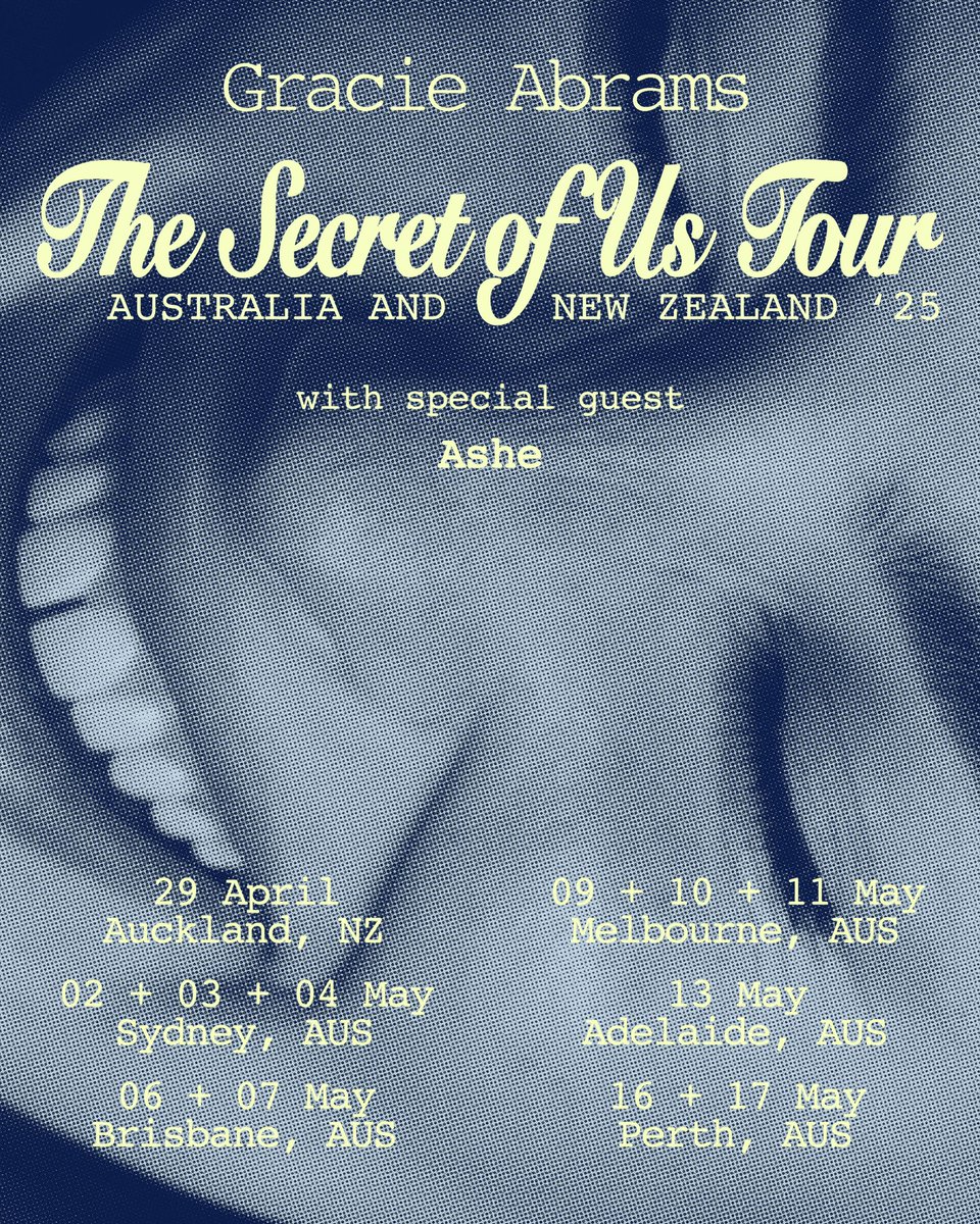 gracieabrams's tweet image. News that makes my heart melt!!!!!!!!!!! we have @ashemusic coming out with us in Australia and New Zealand!!!!!!!!!!!!!

She is such a dream… We are so lucky, I can’t bear it. If you haven’t already, go memorize every single word she’s ever written so that we can all scream and…
