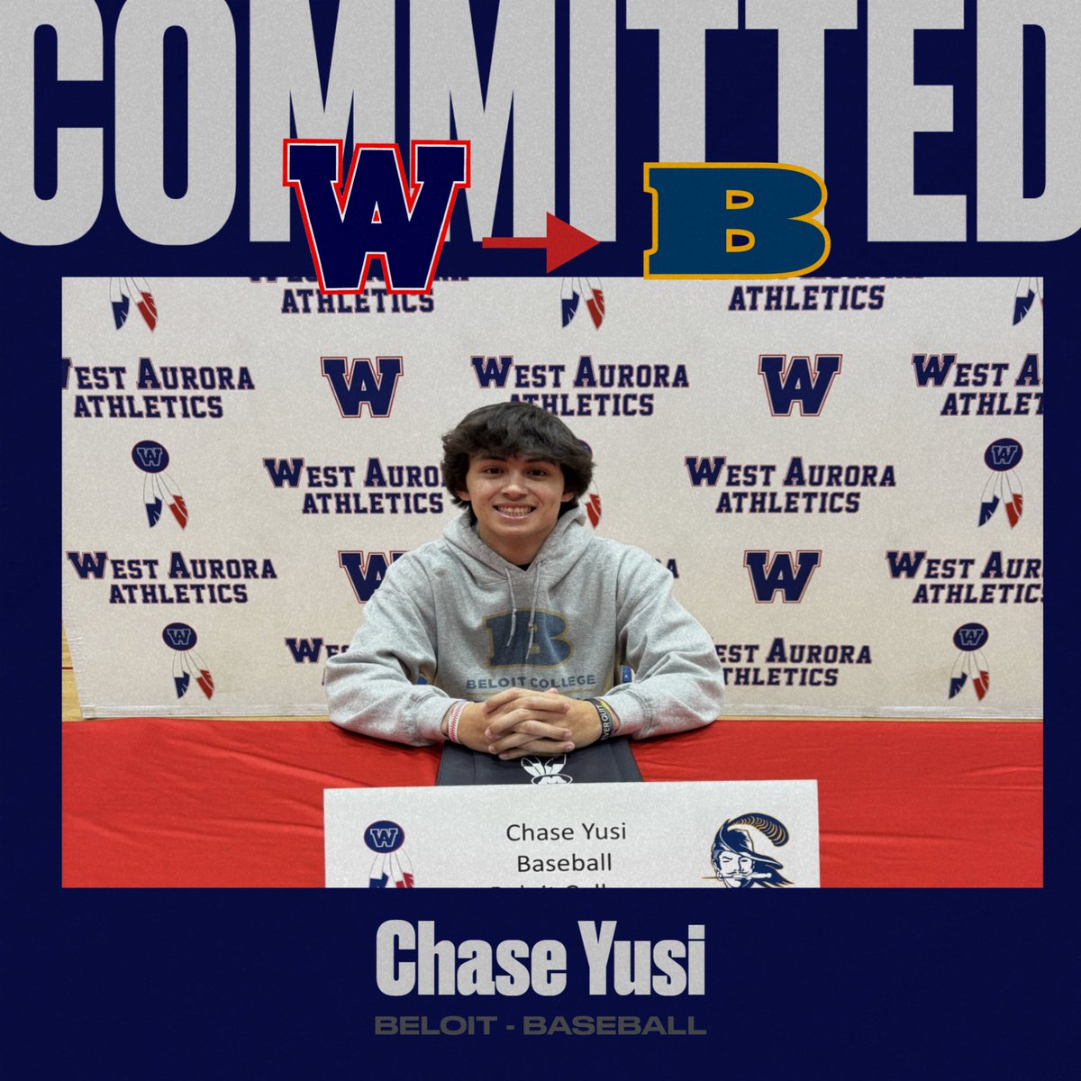 Congratulations to <a href="/awhsbaseball/">West Aurora Baseball</a> Chase Yusi for committing to <a href="/BeloitBucs/">Beloit Athletics</a>!