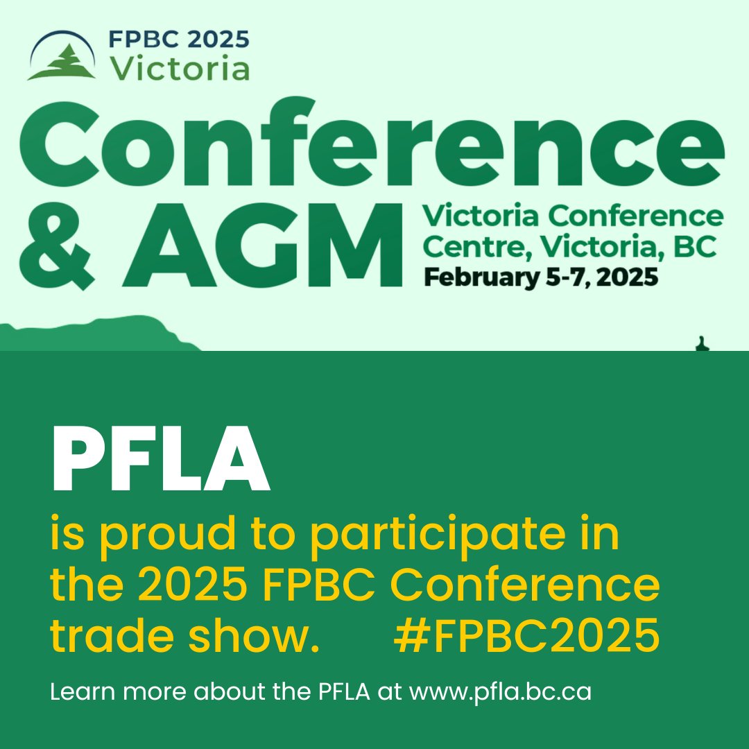 PFLABC's tweet photo. The Private Forest Landowners Association (PFLA) is proud to participate in the 2025 FPBC Conference and trade show - a valuable opportunity to connect with industry colleagues about private managed forest land. #FPBC2025 https://t.co/CF0yx8Ot1N
