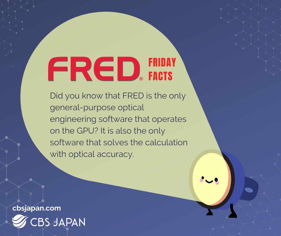 CBSJapan's tweet photo. We provide three different versions of FRED, all with amazing features. Learn more about which version of FRED will suit your optical needs here: https://t.co/RisiR4grN7
#Optics #Engineering #Features https://t.co/iAsfXRyDFh