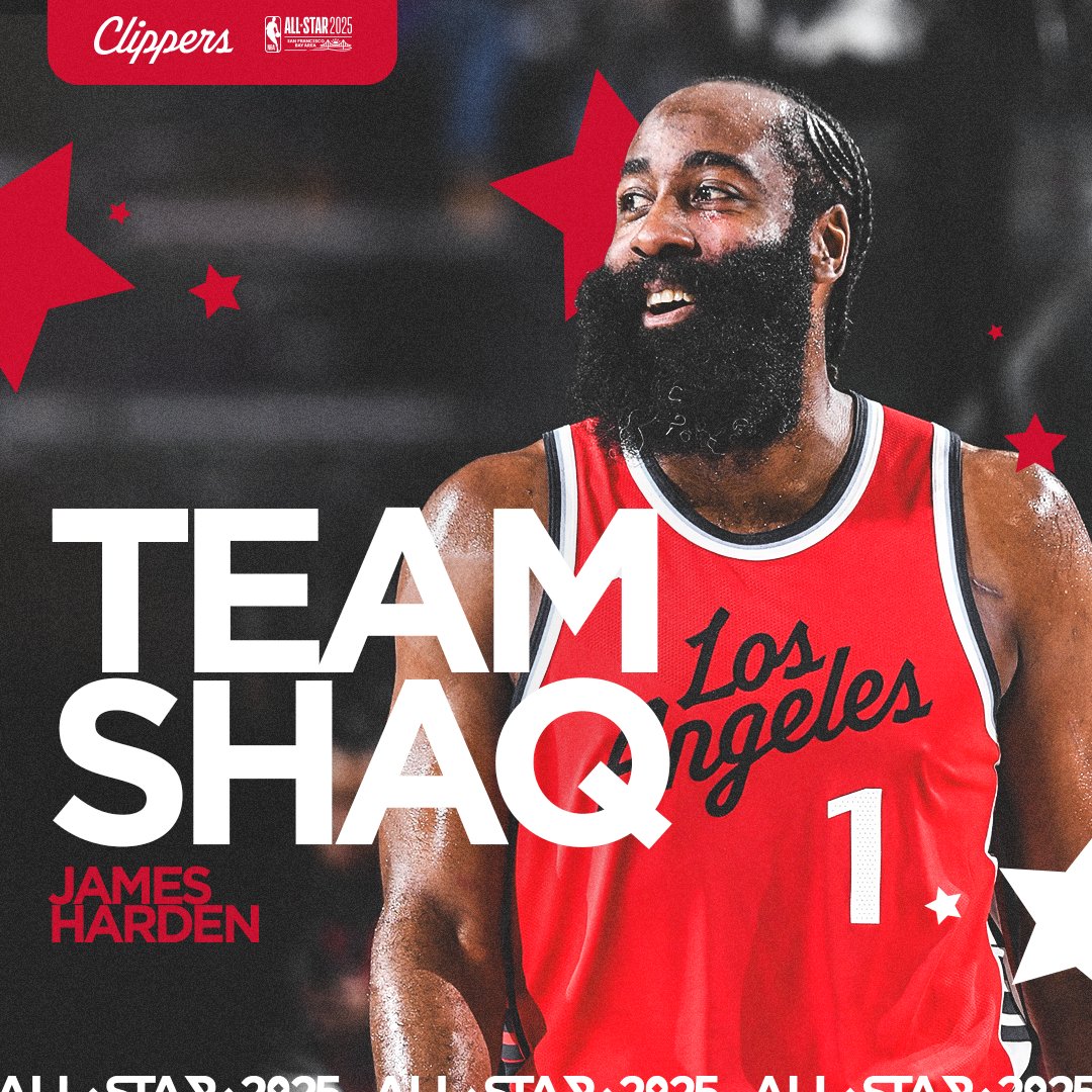LAClippers's tweet image. James Harden on Team @SHAQ for #NBAAllStar 🌟