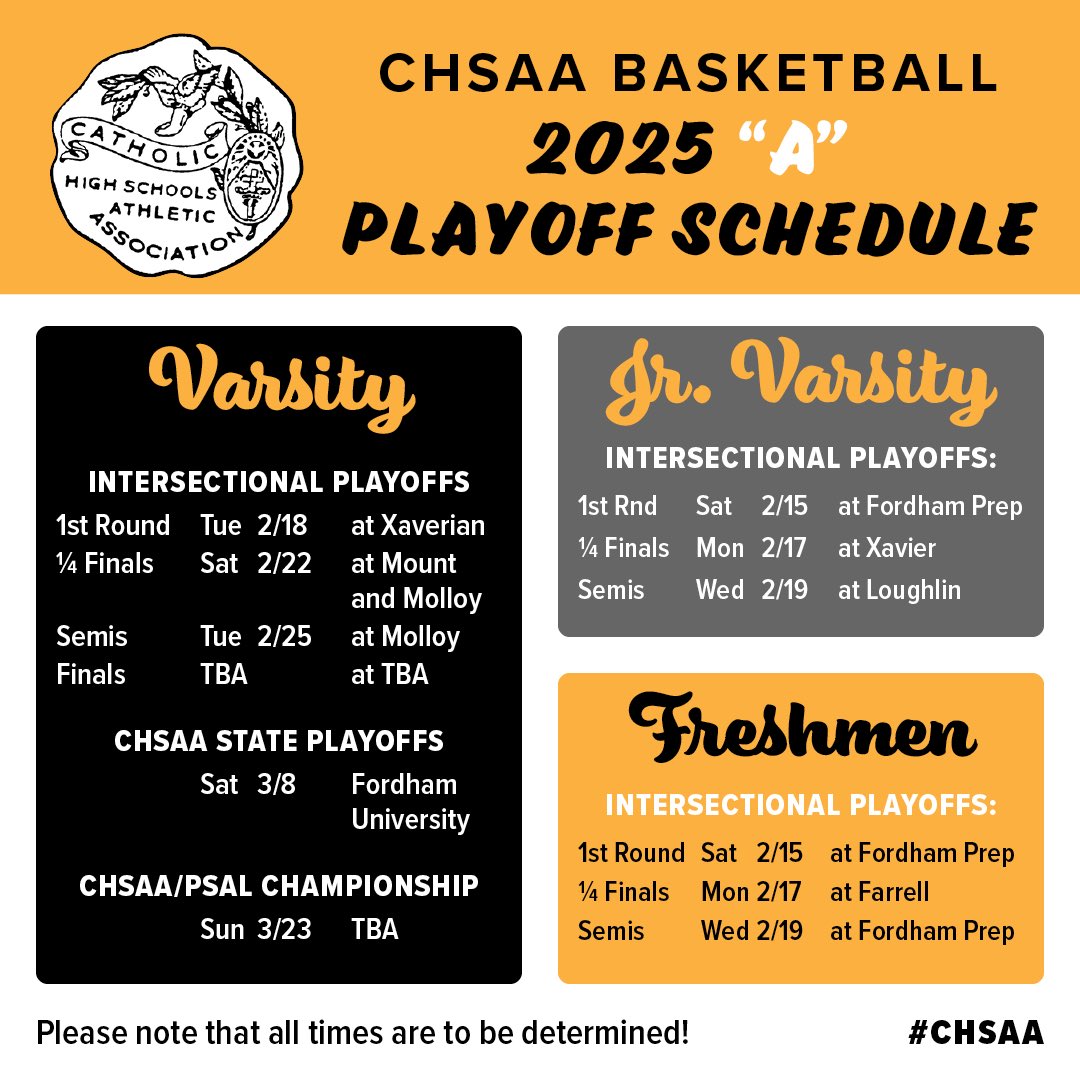 2025 CHSAA “A” Division Playoff Schedule! Please note that all times are to be determined! #CHSAA