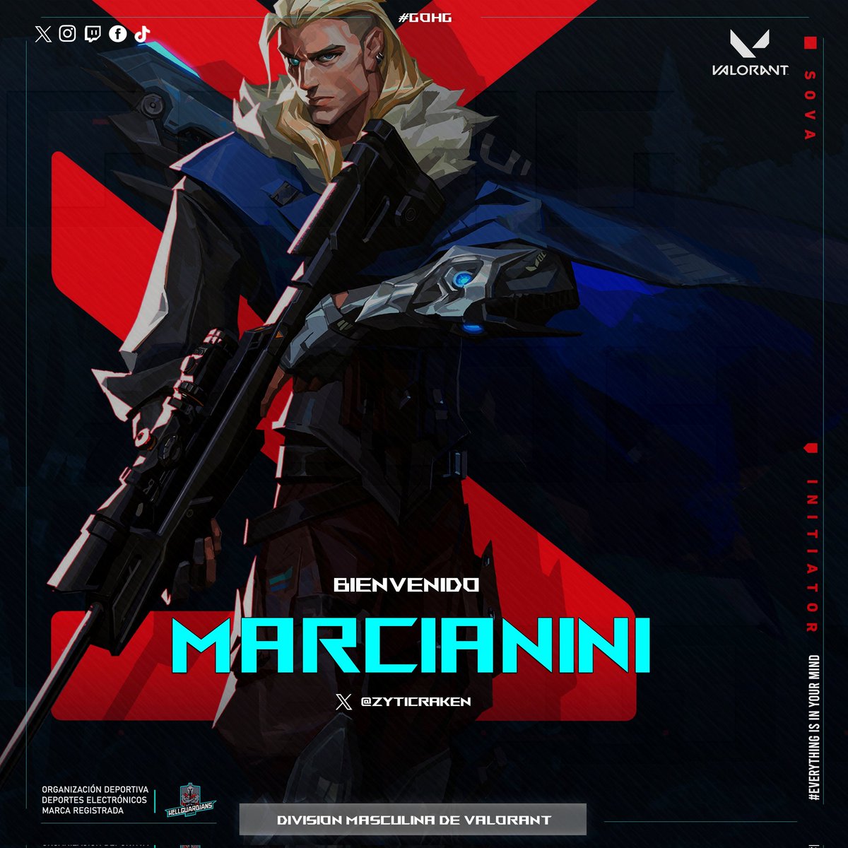 ¡Damos la bienvenida a nuestros nuevos Guardianes de la división masculina de #Valorant que se unen para reforzar el equipo!.

Bienvenidos 💪

🔰kaYv <a href="/kaYvlr_/">kaYv</a>
🔰Manuuuw @manuwwu_
🔰Dawciq <a href="/EdwardFZarate/">Edward</a>
🔰Marcianini <a href="/ZytiCraken/">Fixita</a>

➡️ Desliza la imagen 

#GOHG