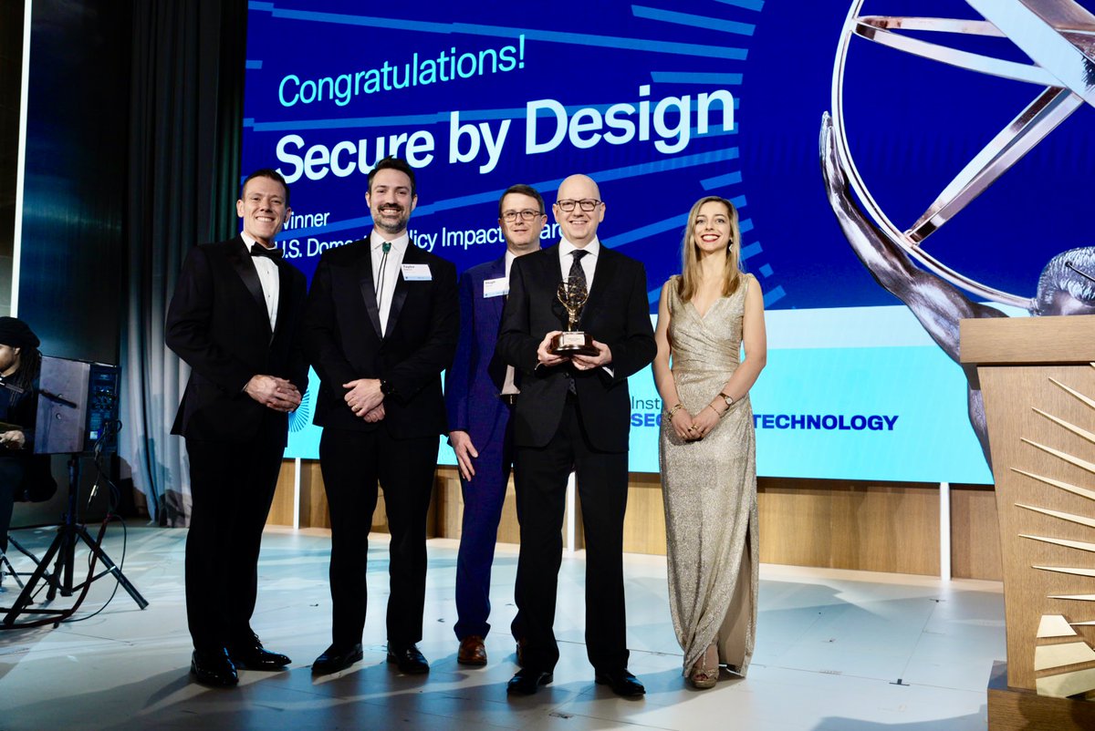 Institute for Security and Technology (@ist_org) on Twitter photo 🏆 The Cyber Policy Award™ for U.S. Domestic Policy Impact goes to Lauren Zabierek, Jack Cable, and Bob Lord, for making Secure by Design a reality while at <a href="/CISAgov/">Cybersecurity and Infrastructure Security Agency</a>, alongside Jim Richberg and Taylor Roberts for their efforts in advancing the private sector pledge. 🏆 The Cyber Policy Award™ for U.S. Domestic Policy Impact goes to Lauren Zabierek, Jack Cable, and Bob Lord, for making Secure by Design a reality while at <a href="/CISAgov/">Cybersecurity and Infrastructure Security Agency</a>, alongside Jim Richberg and Taylor Roberts for their efforts in advancing the private sector pledge.