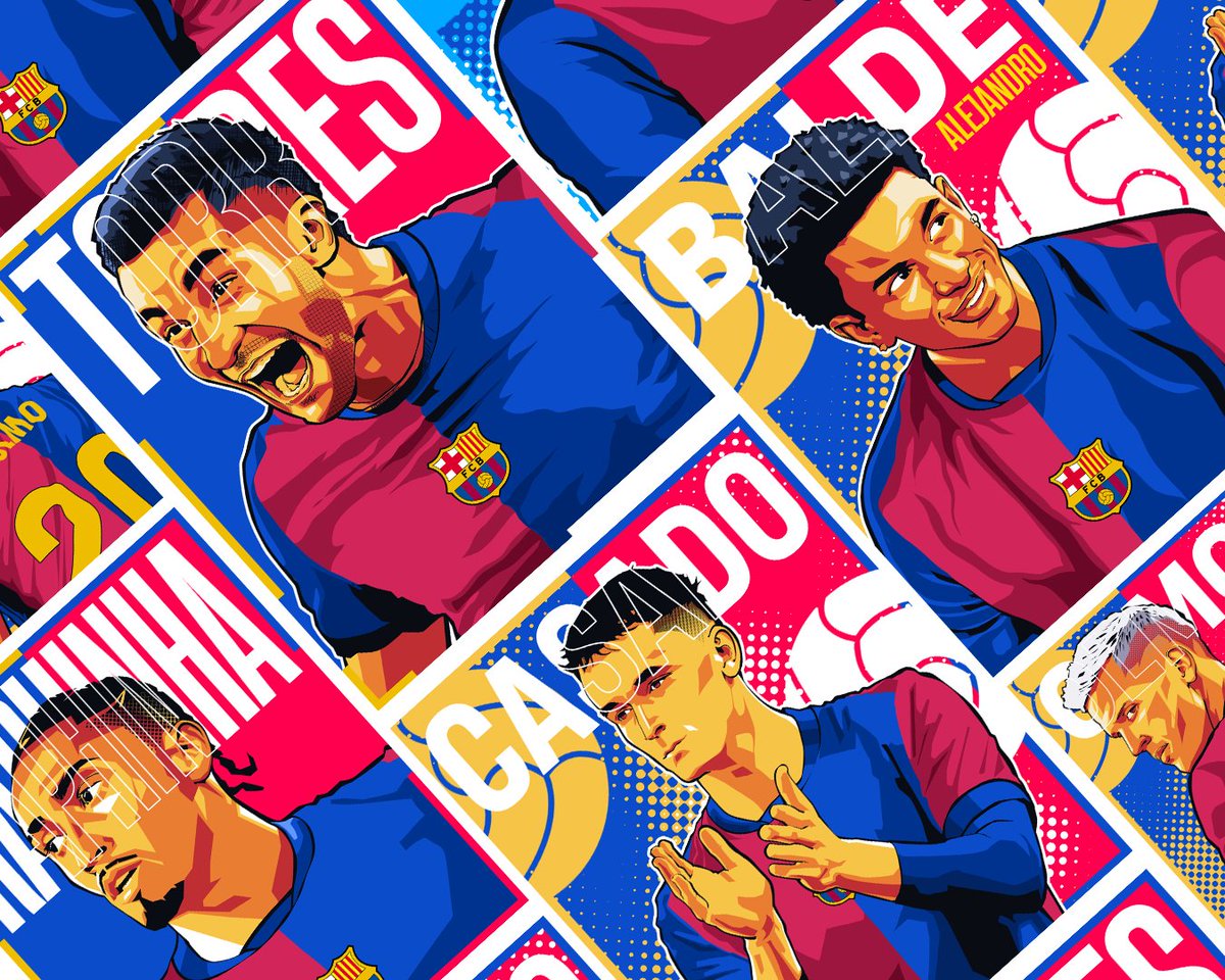 waiddesign's tweet photo. ⚽️🎨 Capturing the magic of FC Barcelona, one player at a time! 🔵🔴 Check out my latest illustrations of Barça stars—crafted with passion for true Culés! 💙❤️ #ViscaBarça #BarçaArt #FCBarcelona https://t.co/wdcsHKYSL0