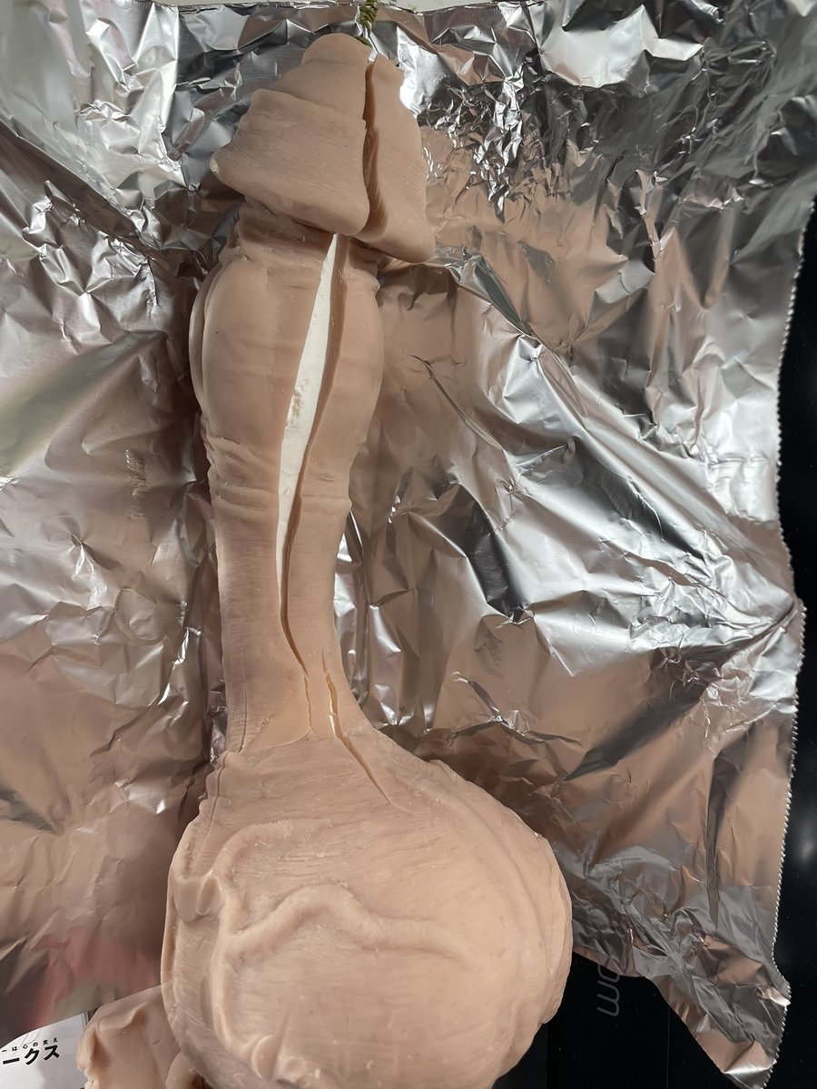 そろそろフィギュア焼成しようと思ってオーブンで焼いたところ巨大なクラックができてしまった…芯材とスカルピーの収縮差でこうなってしまったんだろうが…これはスカルピーを追加するのではなくエポパテで埋める方が良いだろうか 