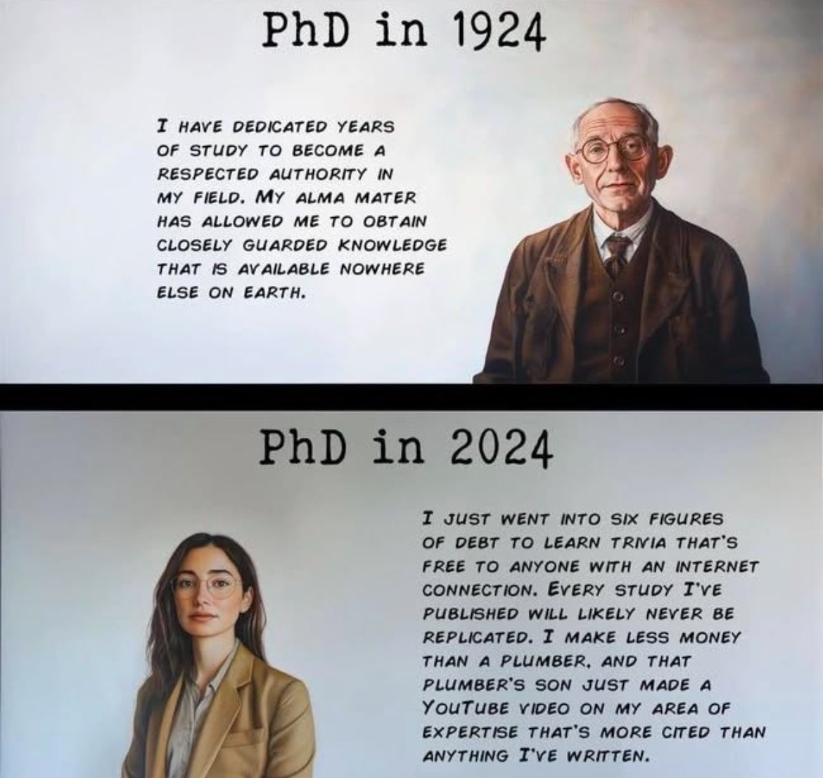 PhD in 1924 vs PhD in 2024: