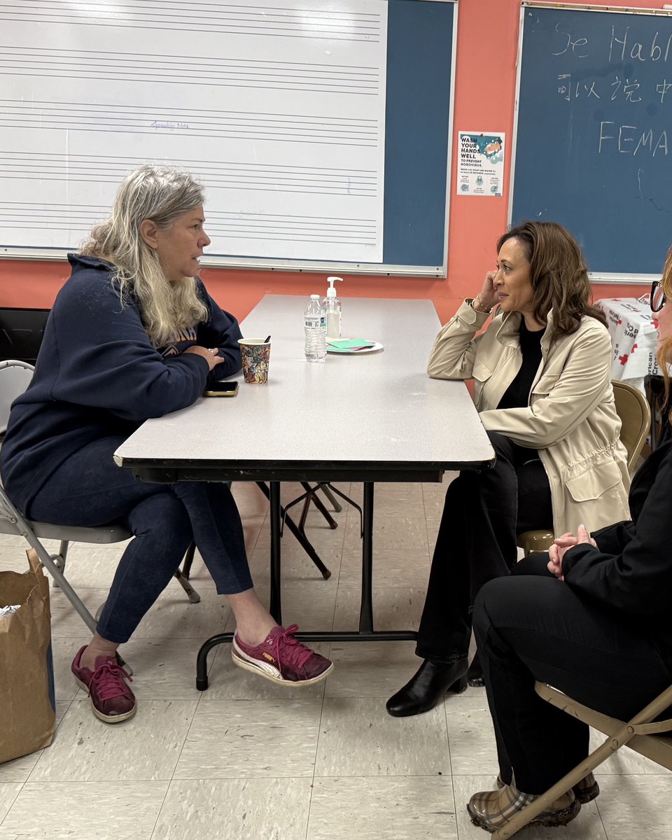 KamalaHarris's tweet photo. In January, we saw historic damage in Altadena, Pacific Palisades, and throughout Los Angeles due to wildfires. These blazes — made worse by the climate crisis — devastated communities.

At the same time, we also witnessed the best of who we are as Americans, including neighbors supporting one another and the heroic actions of our first responders. Today, I had the pleasure of meeting some of them.

Angelenos are clear: We will continue to stand together as we recover and rebuild.