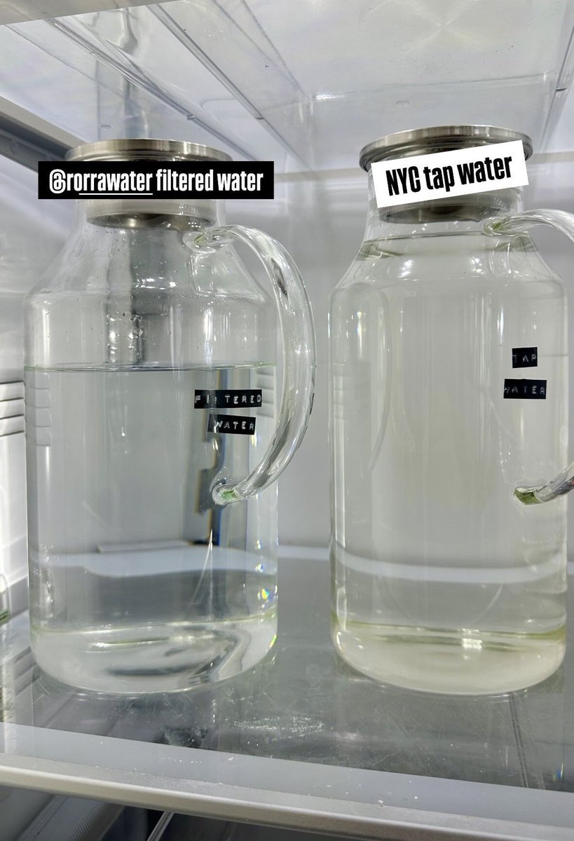 NYC tap water vs. water filtered through the Rorra Countertop System.