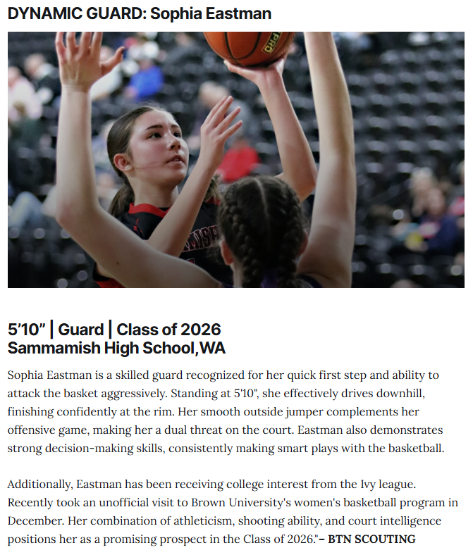 Sophia Eastman 2026 (@sophiaa_eastman) on Twitter photo Thanks <a href="/BTNScouting/">BTN Scouting</a> for the recognition and writeup!
<a href="/CoachMiaFisher/">Mia Fisher</a> <a href="/CoachMich15/">Michelle Augustavo-Fisher</a> <a href="/ChrisHansenPSB/">Chris Hansen</a> <a href="/ELITEisEARNED/">ELITE is EARNED ®️</a> Thanks <a href="/BTNScouting/">BTN Scouting</a> for the recognition and writeup!
<a href="/CoachMiaFisher/">Mia Fisher</a> <a href="/CoachMich15/">Michelle Augustavo-Fisher</a> <a href="/ChrisHansenPSB/">Chris Hansen</a> <a href="/ELITEisEARNED/">ELITE is EARNED ®️</a>