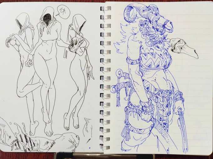 仕事用の落書きノート、暇な時間が少し出てくるので気が向いたら少し描いてます、その1。 