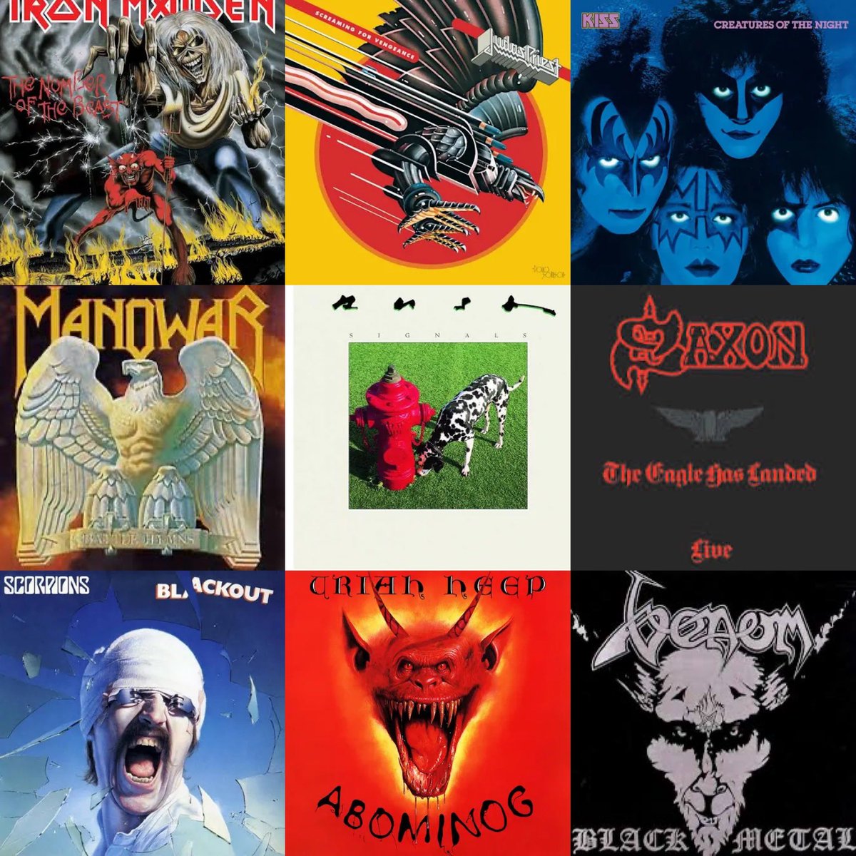 9 albums released in 1982. Which 3 are your picks? 

Mine 

Rush - Signals
Iron Maiden - Number Of The Beast 
Scorpions- Blackout (although Screaming For Vengeance is very close)