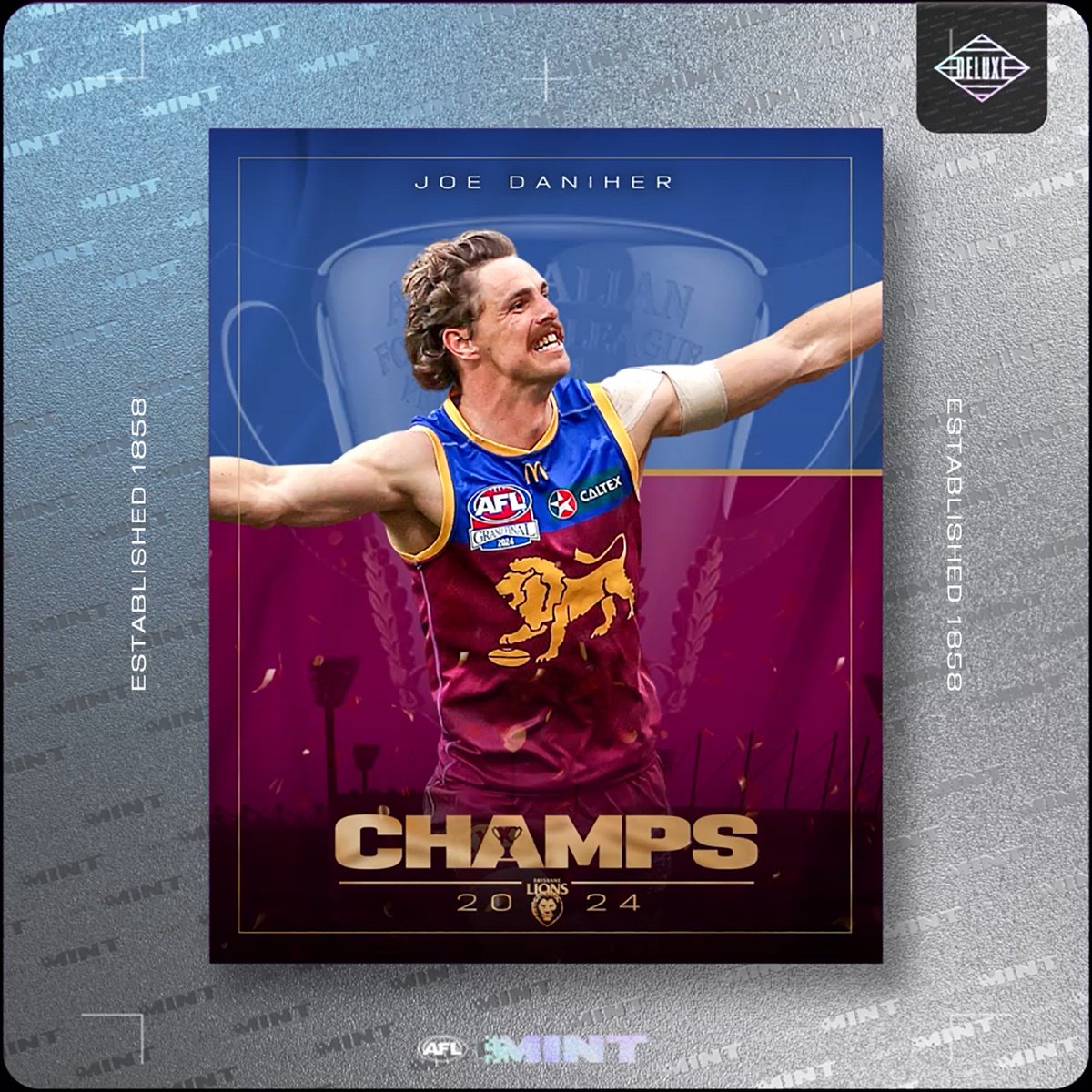 Joe Daniher’s Grand Finale! 🎯

Our Champs 2024 set captures that unforgettable moment—Joe slotting his final AFL goal and sealing Brisbane’s Grand Final glory. What a way to bow out! 🦁🏆

<a href="/brisbanelions/">Brisbane Lions</a> | #AFL #AFLMint
