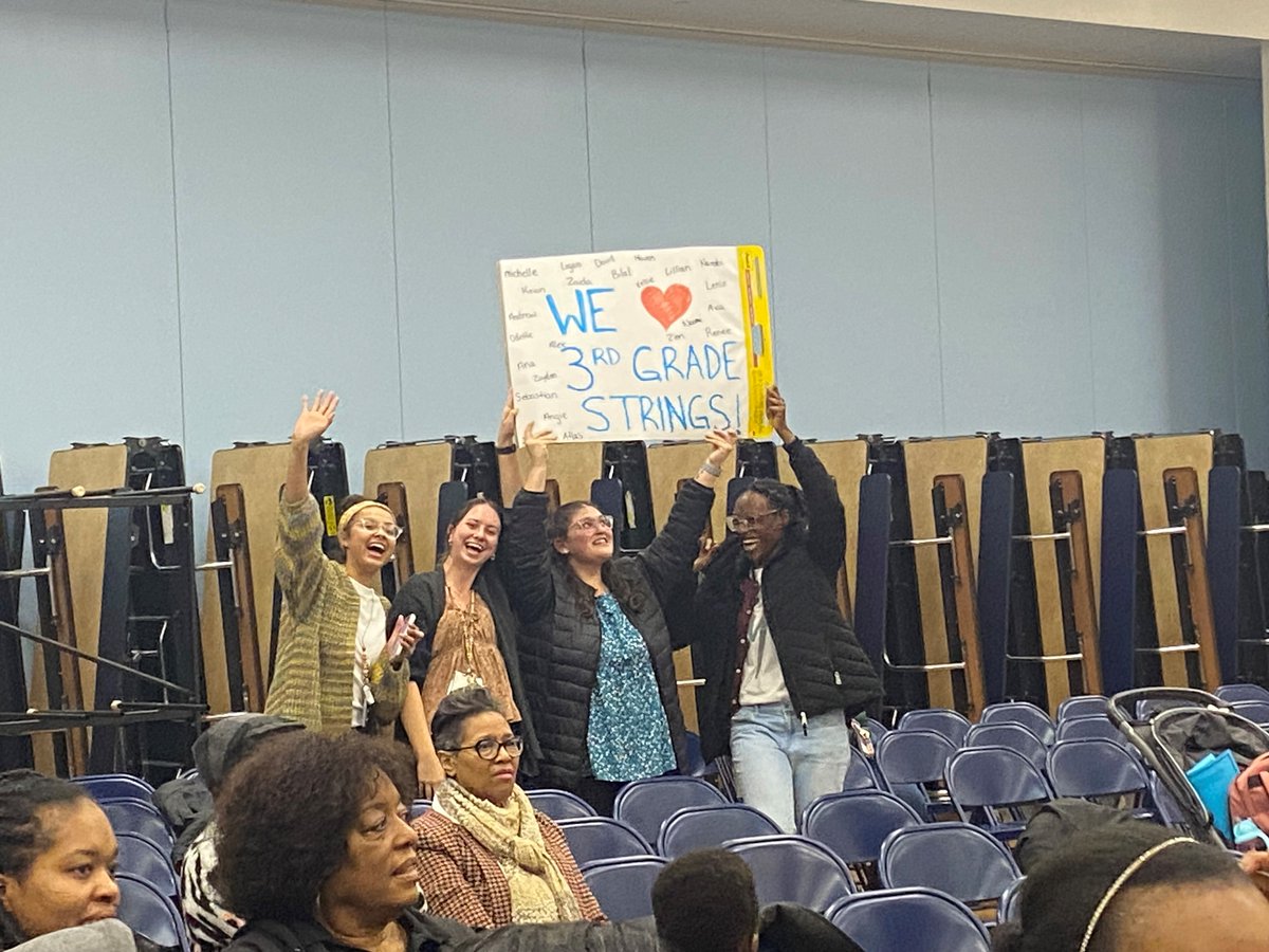 3rd grade teachers cheer for the 3rd grade strings students. Well done, musicians! You made us proud. #MakingMagicHappen #BelongGrowSucceed #MusicEducation