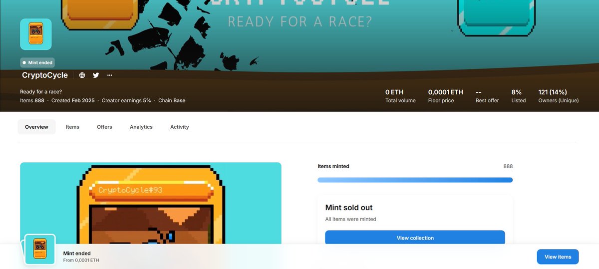 cryptocarnfts's tweet photo. You guys are crazy! CryptoCycle sold out in just a few hours. Thank you for your support. In a few minutes, the card will be revealed.

#NFTCommunity #NFTcollections #NFT #Web3 #CryptoCars #nftarti̇st https://t.co/Ig6nh7LV7w