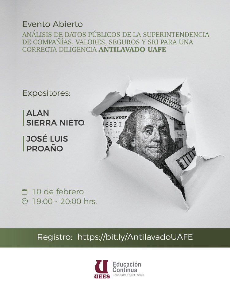agsierra76's tweet image. #Analiticadedatos una correcta #debidadiligencia. 
Aprovechando información pública de #SCVS y #SRI.
@uees_ec 
La clave es el conocimiento. 
alansierra.com
lnkd.in/eyyms_2M - WEBINAR ANTILAVADO
#lavadodeactivos #oficialdecumplimiento #empresarios #BID #OCDE #UAFE