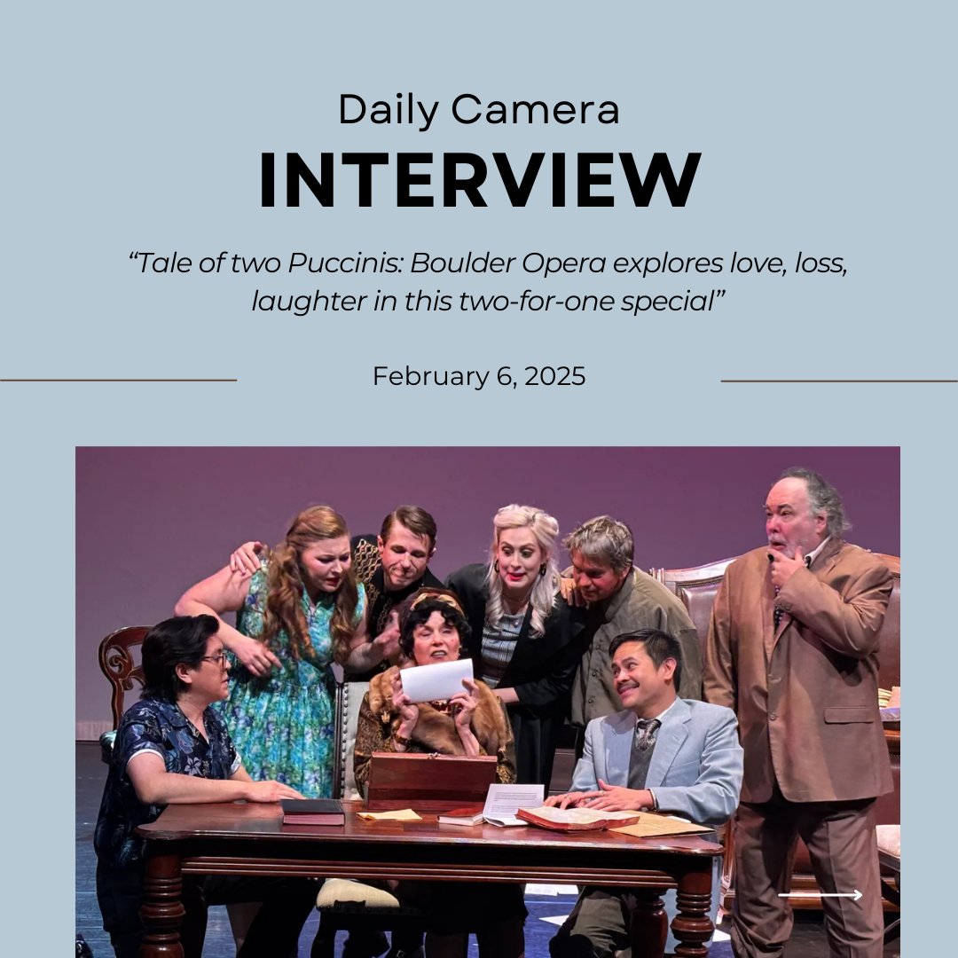 Boulder Opera’s Puccini Double Bill is in the Daily Camera! Director Gene Roberts shares the behind-the-scenes magic of Il Tabarro &amp; Gianni Schicchi. 

👉 Read the full feature: dailycamera.com/2025/02/06/tal…

#BoulderOpera #IlTabarro #GianniSchicchi #OperaInBoulder #PucciniDoubleBill