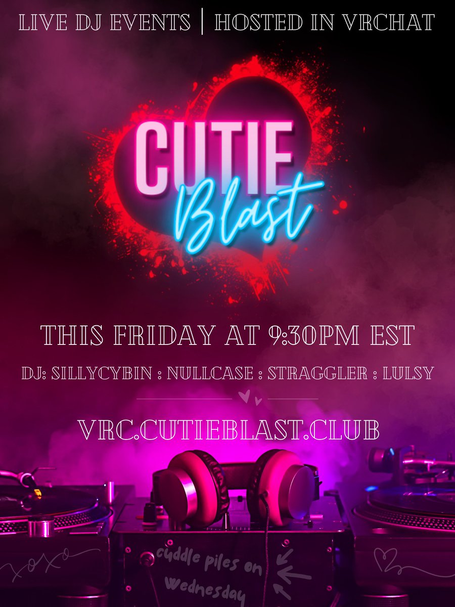You are CUTE! Come by Friday at 9:30 est and prove us wrong! <a href="/VRChat/">VRChat</a> <a href="/Cutie_Blast/">Cutie Blast</a> <a href="/LulsyVR/">Lulsy</a> <a href="/nullcaseVRC/">nullcase</a> stragglervrc sillycybin