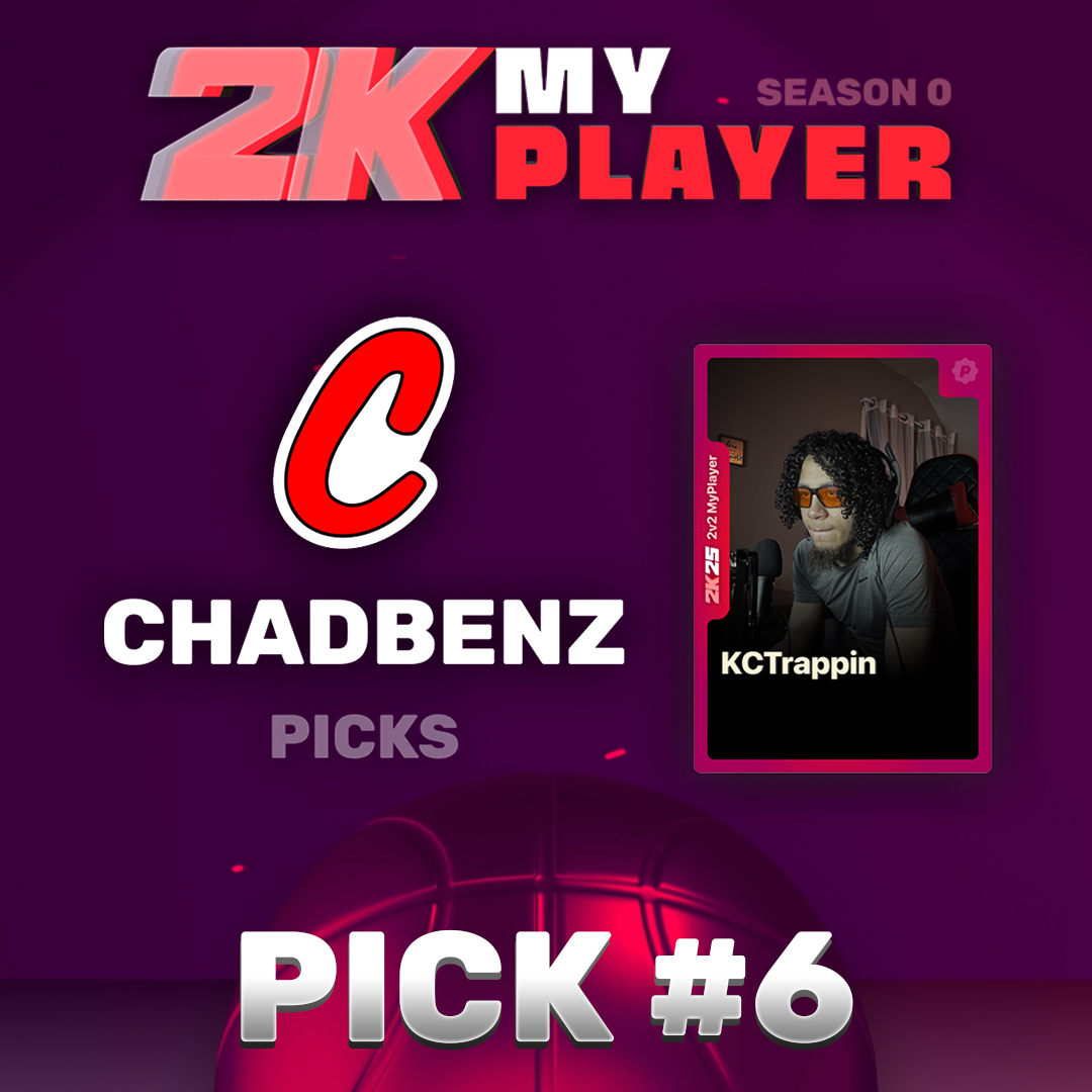 With the #6 Pick <a href="/ChadBenz_/">Chad Benz 🛸</a> selects <a href="/KCTRAPPIN/">KC</a> for Season 0 of the 2v2 MyPlayer Draft!

🔗Twitch.tv/1v1meapp