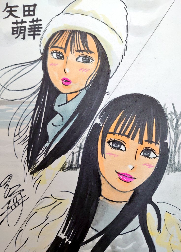 ドン！ 今日描いた乃木坂ちゃんで〜す(*^^*) 昨日のおさらいで 矢田萌