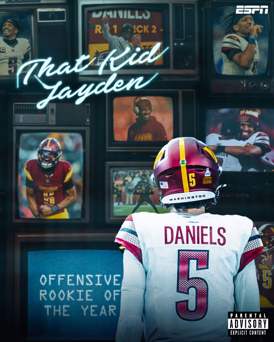 JAYDEN DANIELS IS YOUR 2024 NFL OFFENSIVE ROOKIE OF THE YEAR 👏 

The No. 2 overall pick led Washington to its first NFC Championship appearance since the 1991 season 🤝
