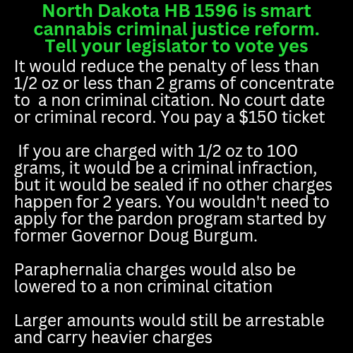 LegalizeND2020's tweet photo. It appears a bipartisan group of North Dakota legislators introduced a bill to lower marijuana penalties to a $150 non criminal citation for small amounts and seal infractions if no other charges happen for 2 years.  This is legit criminal justice reform #criminaljusticereform https://t.co/tRzTnK0D4v