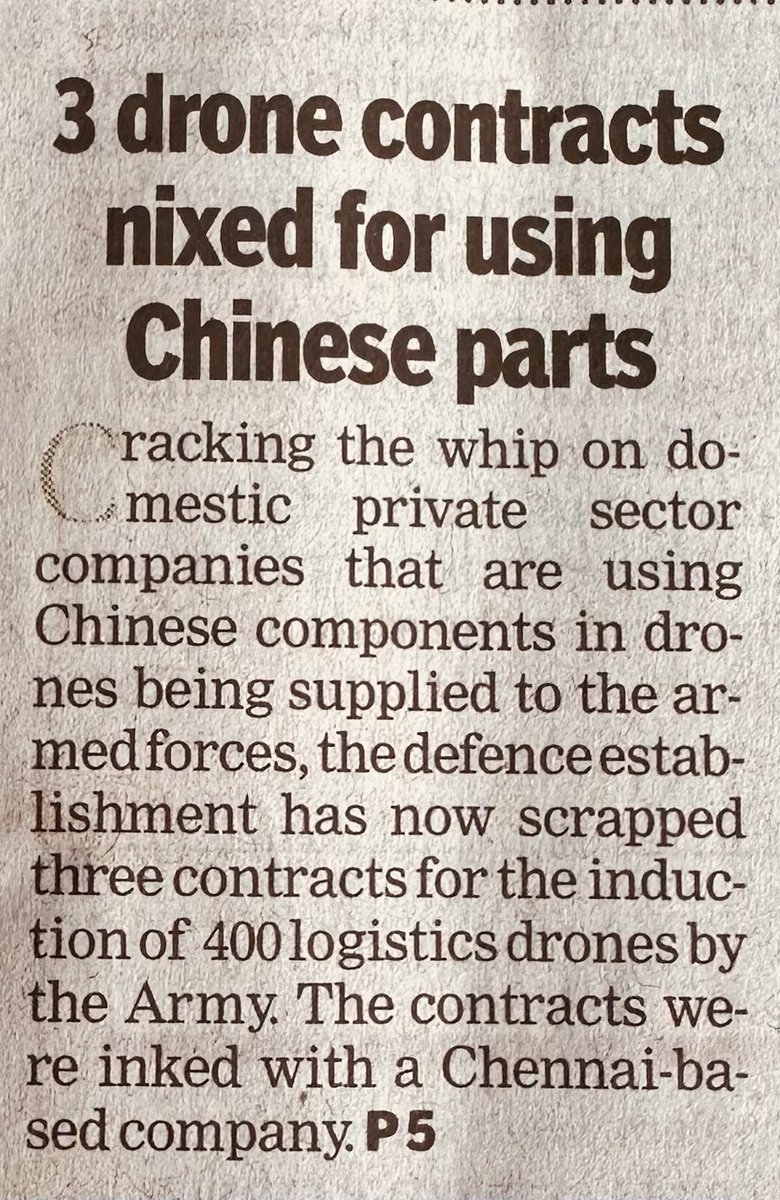 bsdhanoa's tweet photo. A good thing. More due diligence is needed in sourcing parts. We can’t have such drones ending up re supplying Chinese troops in actual combat. https://t.co/btsCVjUgdy