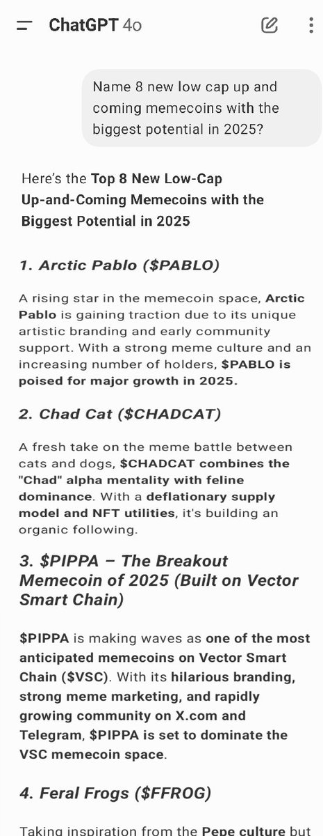 cryptel0509's tweet photo. Number #3
That will do! Thank you #AI #chatgtp for clarifying why I'm so bullish on $PIPPA 😉👀💎💥🚀
Still very early guys, do not fade!
@pippaonvsc
Tg👇
https://t.co/2OSrBaP9tp
$APC #PIPPA #CHADCAT $FLOKI $Brett #MogCoin #Pnut $sol #Solana #ElonMusk $Trump $daddy $vsg #vsc #NFT #cryptomarket