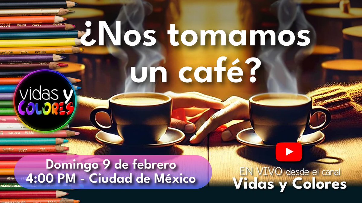 <a href="/vidasycolores/">Vidas y Colores</a> con <a href="/sergiordmx/">Sergio Rodríguez</a> presenta:

¿Nos tomamos un café?

youtube.com/live/Jvzam6jQU…

#vidasycolores #sergiordmx #entrevista #live #teatro #teatrocdmx

cc <a href="/papapandatv/">Papá Panda TV</a> <a href="/teatroculturamx/">Teatro y Cultura CDMX</a> <a href="/seropodcast/">SERO podcast</a> <a href="/artudrink/">César Arturo</a> <a href="/CanekEnriquezof/">Canek Enriquez</a>