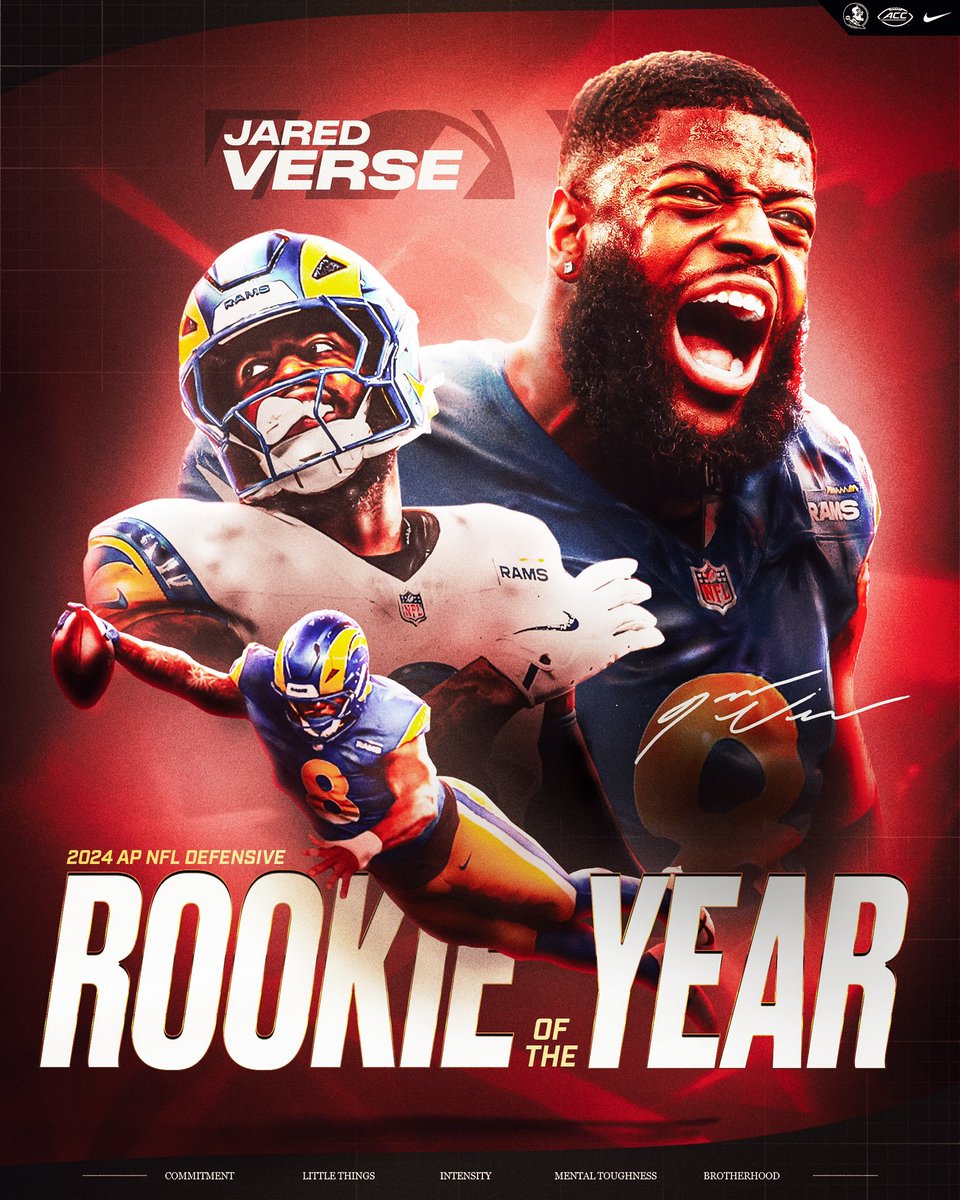 FSU Football (@fsufootball) on Twitter photo The 2024 <a href="/NFL/">NFL</a> Defensive Rookie of the Year is Jared Verse!
🍢 72 tackles
🍢 14 TFL
🍢 6.5 sacks
🍢 20 QB hits
🍢 1 fumble return TD
🍢 2024 Pro Bowler
<a href="/JaredVerse1/">Jared Verse</a> joins <a href="/pboulware/">Peter Boulware</a> (1997) as #NFLNoles to win DROY
#NoleFamily The 2024 <a href="/NFL/">NFL</a> Defensive Rookie of the Year is Jared Verse!
🍢 72 tackles
🍢 14 TFL
🍢 6.5 sacks
🍢 20 QB hits
🍢 1 fumble return TD
🍢 2024 Pro Bowler
<a href="/JaredVerse1/">Jared Verse</a> joins <a href="/pboulware/">Peter Boulware</a> (1997) as #NFLNoles to win DROY
#NoleFamily