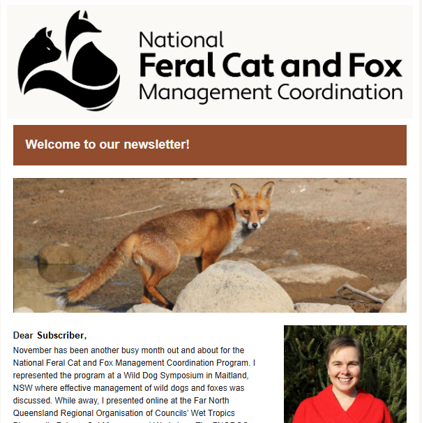 NFCFMC's tweet photo. 📢 Our first newsletter for 2025 drops mid-Feb!

Get the latest on:
#Feralcat &amp; #fox      management
Research updates
Field success stories
Tools &amp; events

Don’t miss out  – subscribe now: https://t.co/JAQDSEz7cx

#NFCFMC #FeralCats #FoxControl #Conservation https://t.co/qUeW0GmlTf